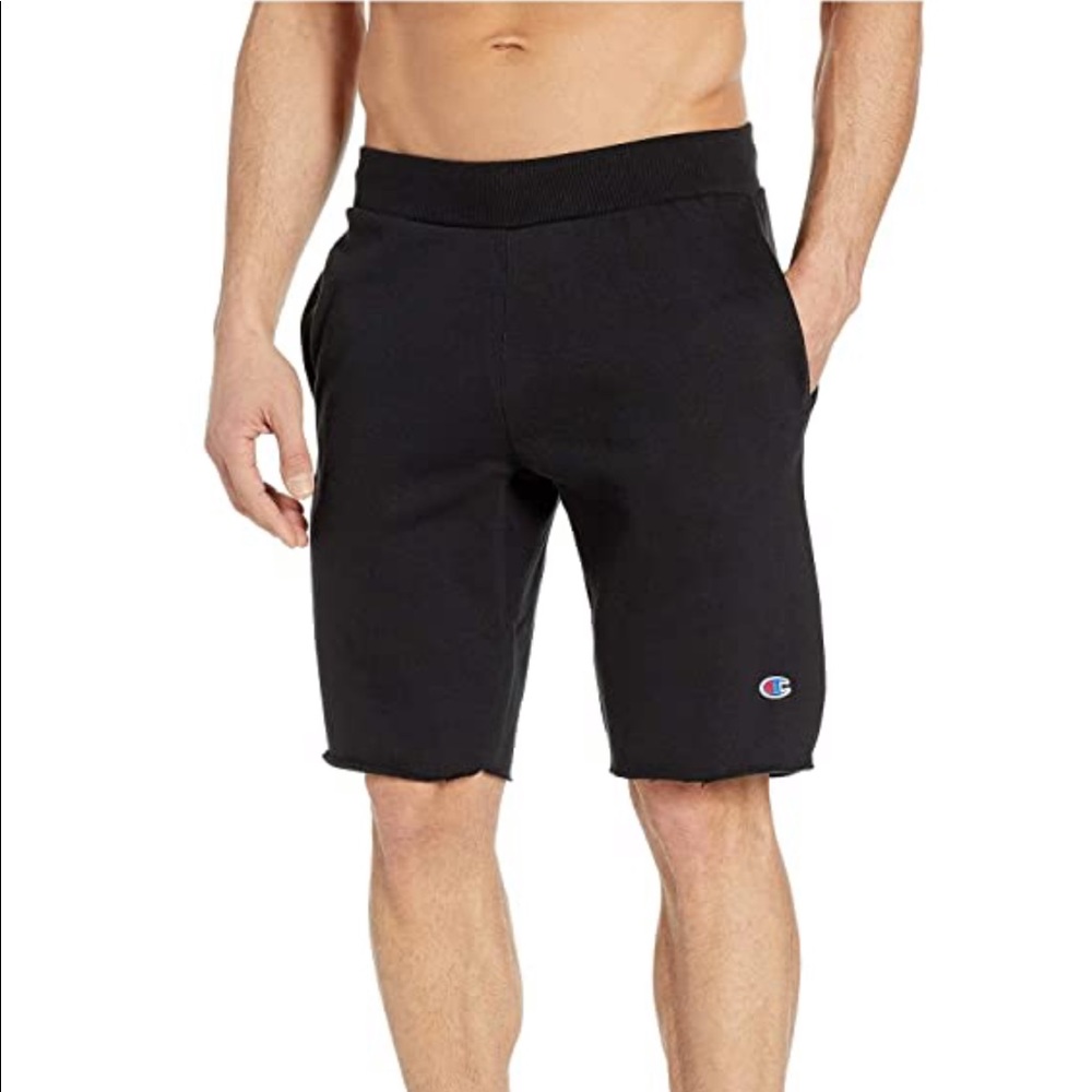 Mens Champion reverse weave black cut off shorts